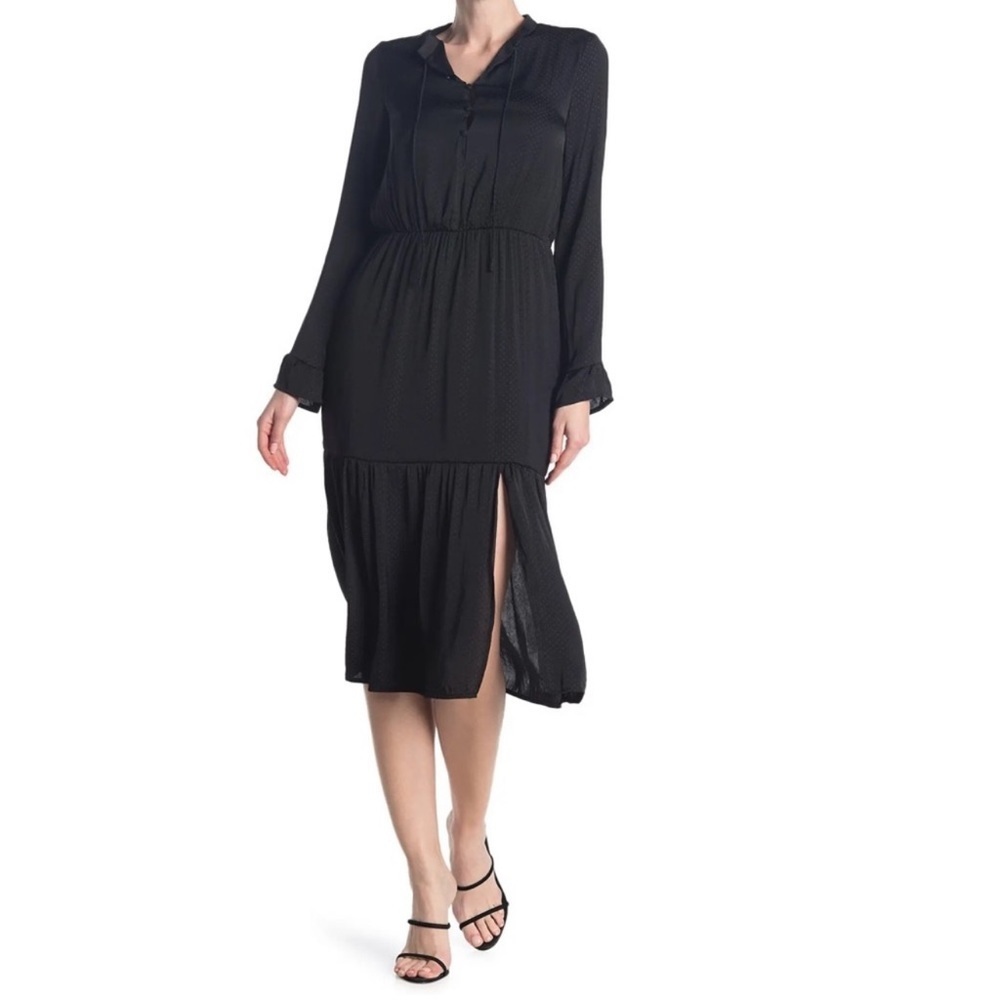 NSR Lexi Button Front Midi Dress Black Size XL NWT